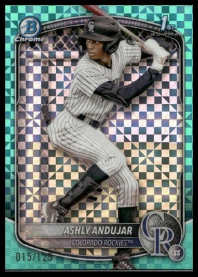 2025 Bowman Chrome Ashly Andujar #BCP-20 Rockies SN Aqua X-Fractor
