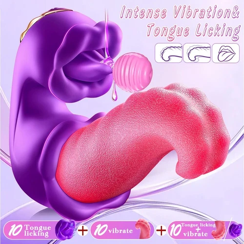 Licking Tongue Vibrator G-spot Clit Nipple Massager Oral Sex Toys for Women - Picture 3 of 6