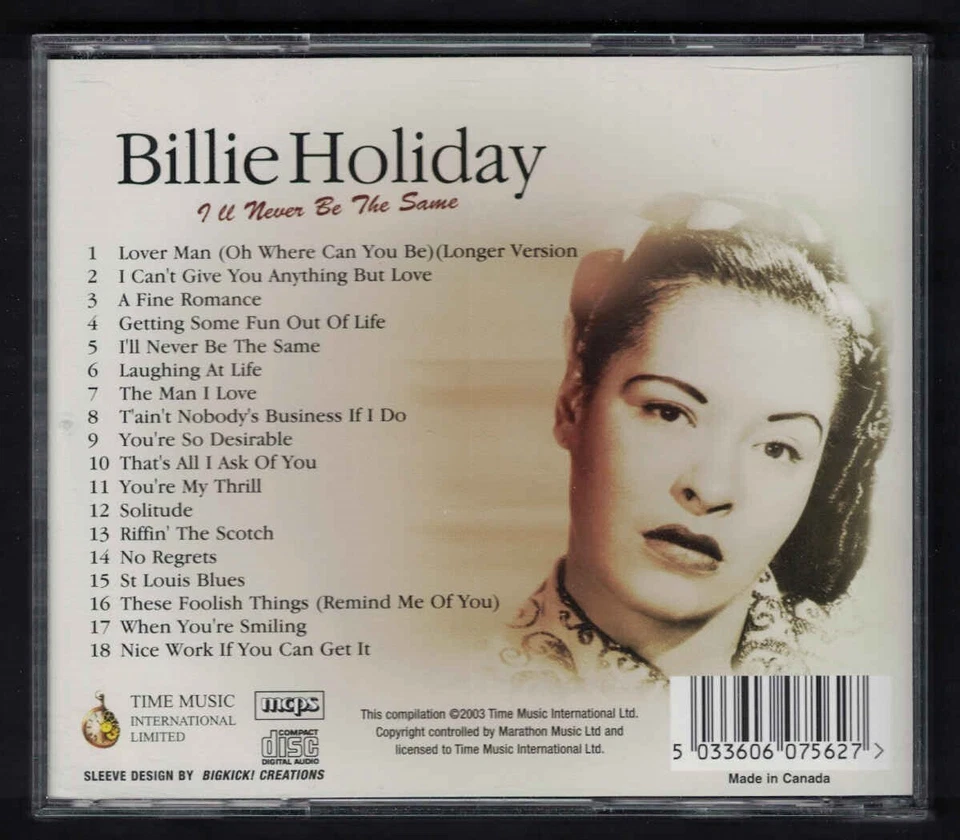 Billie Holiday CD "I'll Never Be The Same"  - Image 2 of 2