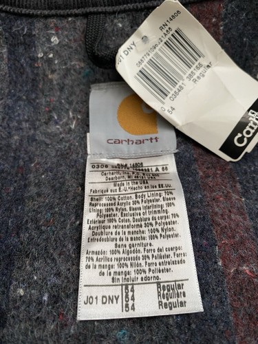 NWT VTG Carhartt Jacket Men 54/3XL Detroit J01 DNY ‘Dark Navy’ Blanket Lined USA - Picture 10 of 13