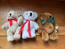 Lot of Small Tan White Chestnut Brown Plush Jointed Teddy Bear Stuffed Animals