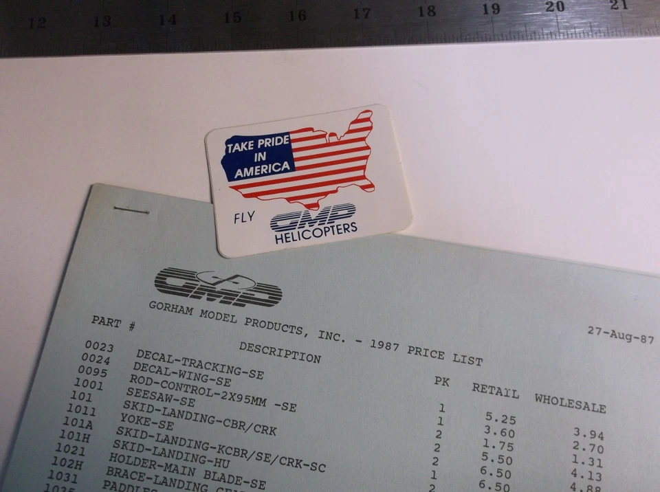 VINTAGE '87 GMP HELICOPTER PRICE LIST & DECAL 19 PAGES VALUABLE INFO *VG-COND* - Image 2 of 4
