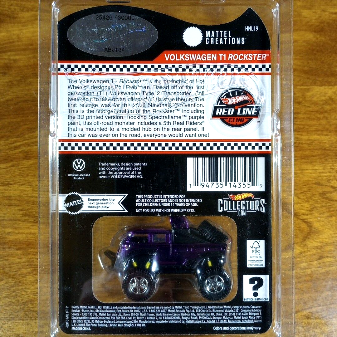 Hot Wheels RLC VW Volkswagen T1 Rockster 25426/30000 Purple Real