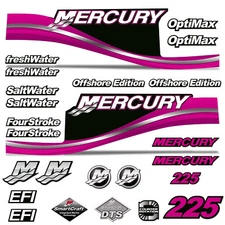 Mercury 225 Four 4 Stroke Decal Kit Outboard Engine Graphic Motor Merc PINK