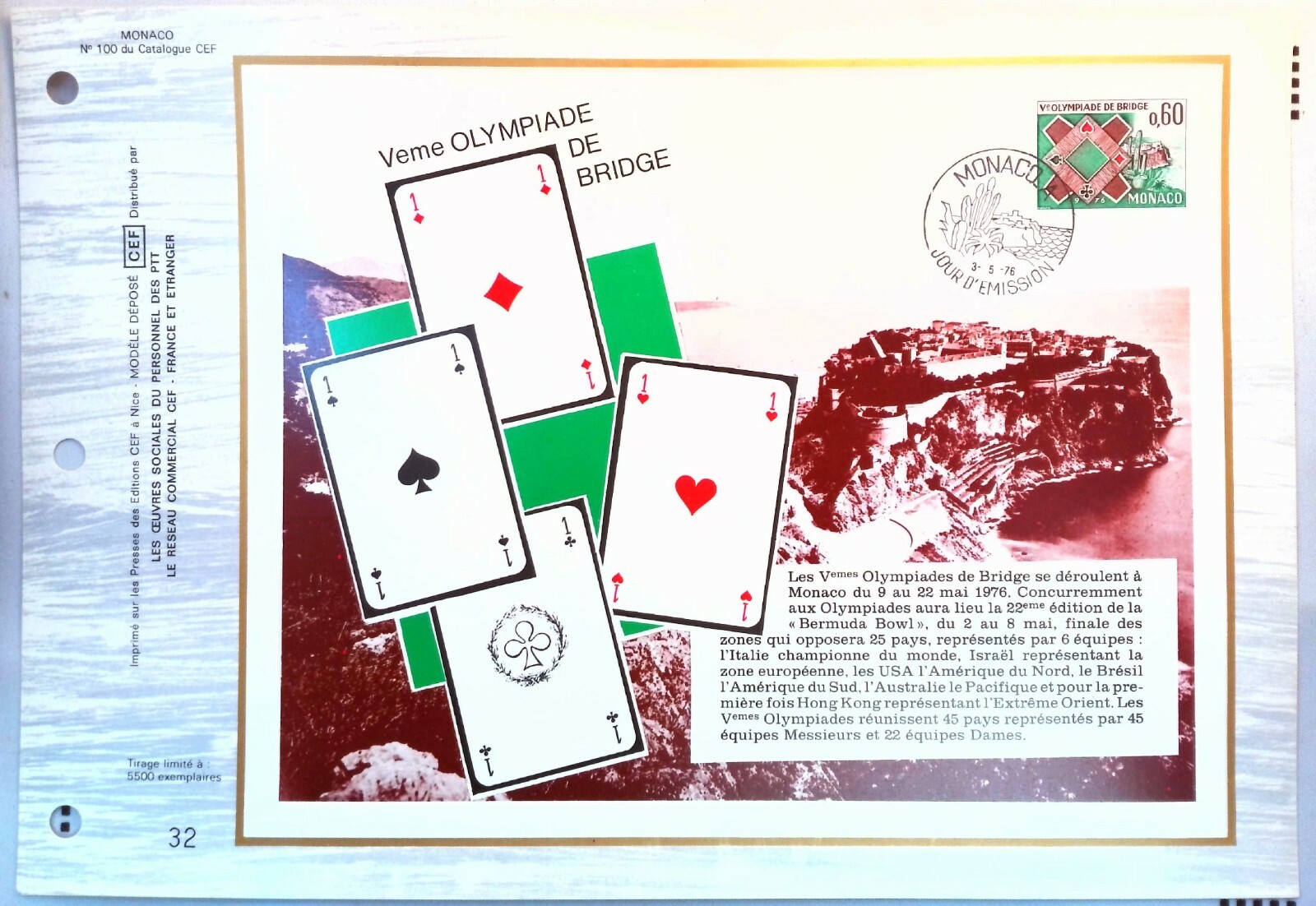 Monaco Nataional Bridge Sheet Philatelic Cef 100 Ebay