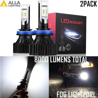 Alla Bright White LED H11 Driving Fog Light Bulb|Headlight Bulb,Nickel Plating