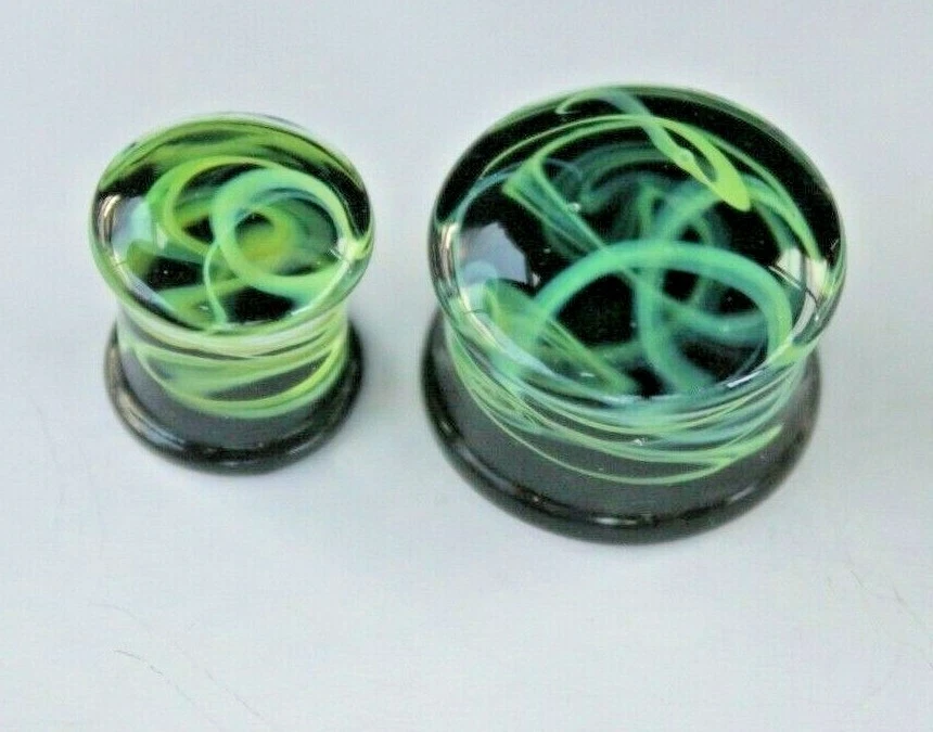 Brinco plugue orelha alargado duplo 1x 6-16mm galáxia vidro 3D mármore redemoinho respingo - Imagem 4 de 4