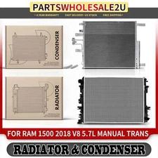 2x New Radiator & AC Condenser Cooling Kit for Ram 1500 2018 5.7L Manual Trans.
