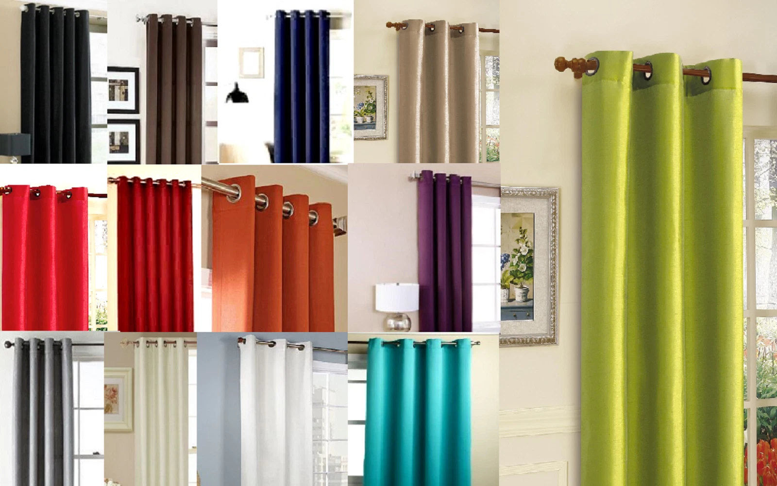 2 PANELS GROMMET SILK WINDOW CURTAINS DRAPE FOAM LINED BLACKOUT THERMAL 84" K32
