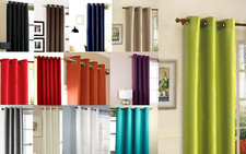 2 PANELS GROMMET SILK WINDOW CURTAINS DRAPE FOAM LINED BLACKOUT THERMAL 84" K32