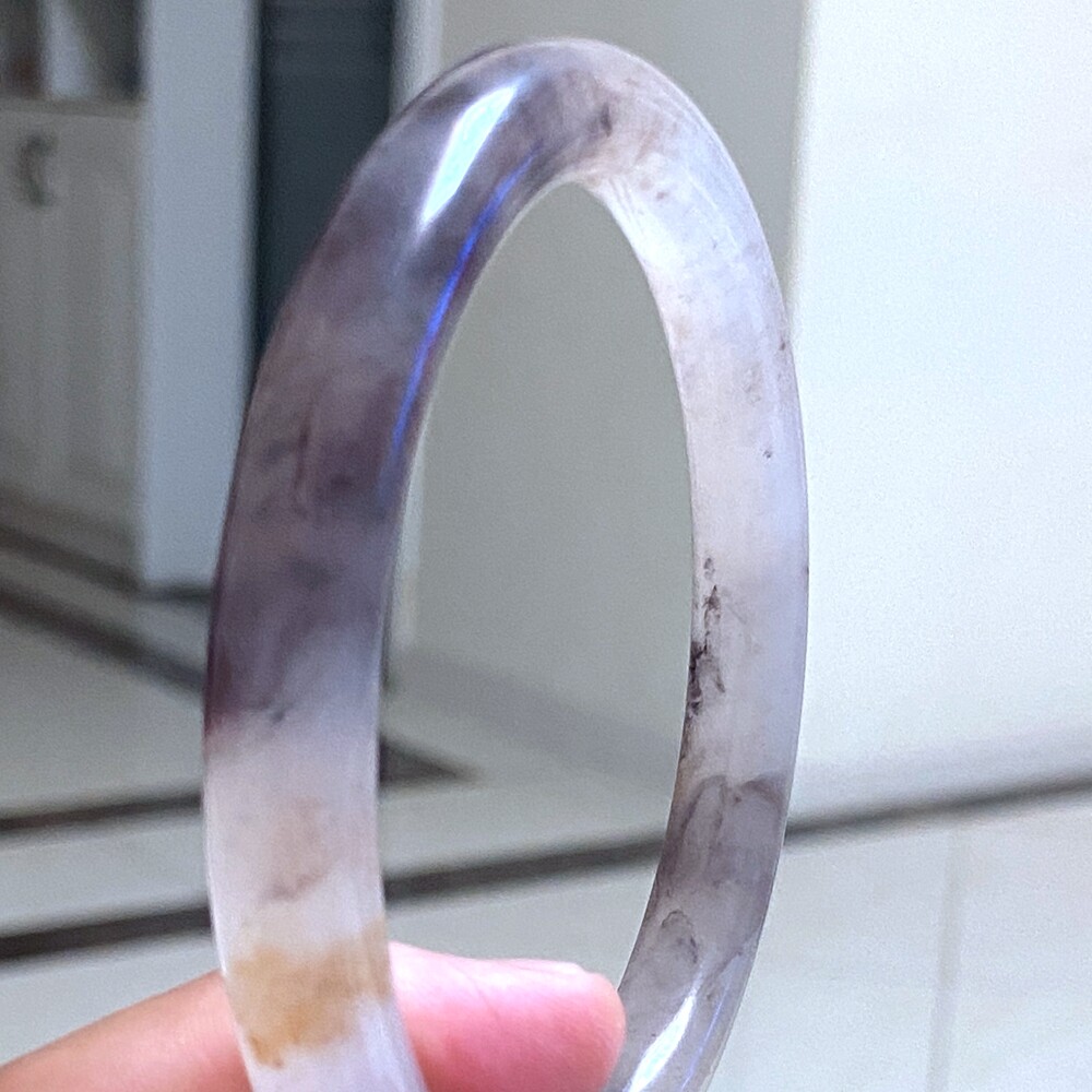 Certified Grade A Lavender Purple 64mm Natural Jade Circle Bangle Bracelet 3594