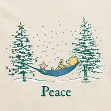 3XL NWT Women's Life is Good Winnie Pooh Peace Hammock Snow Putty LS Crusher Tee