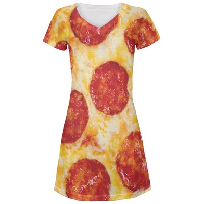 Pepperoni Pizza All Over Juniors Beach Cover Up Dress