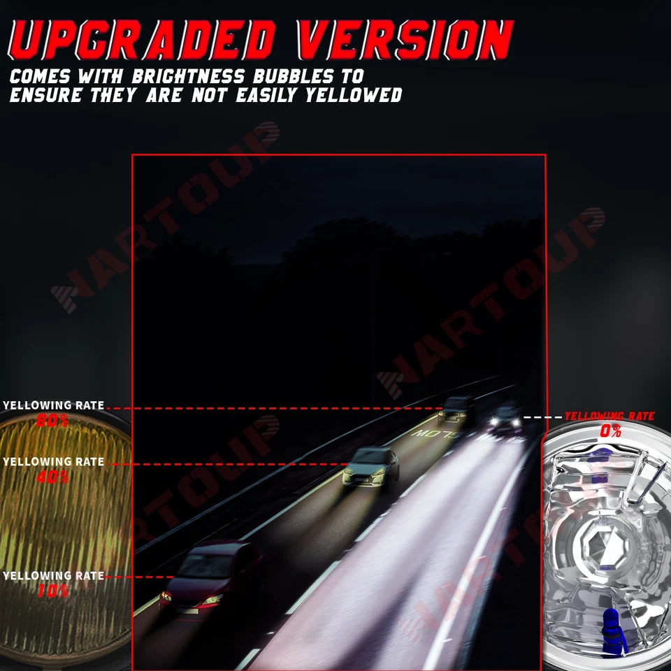 4PCS 5.75" DRL LED Headlights Hi-Lo Beam For Mercedes-Benz 380SL 450SL 560SL - Image 4 of 4