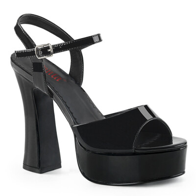 5'' Black Mens Drag Queen Rocky Horror Costume Fetish Shoes Womans Chunky Heels