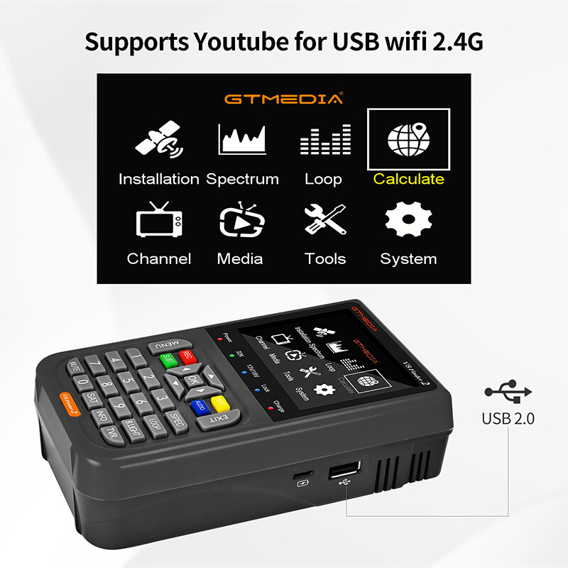 Pointeur Satellite Numérique Finder V8 Finder2 - Écran LCD 3.5", Batterie Intégrée, Pour Alignement Antenne Parabole