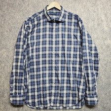 Peter Millar Shirt Men's XL Blue Plaid Button Up Business Casual Long Sleeve