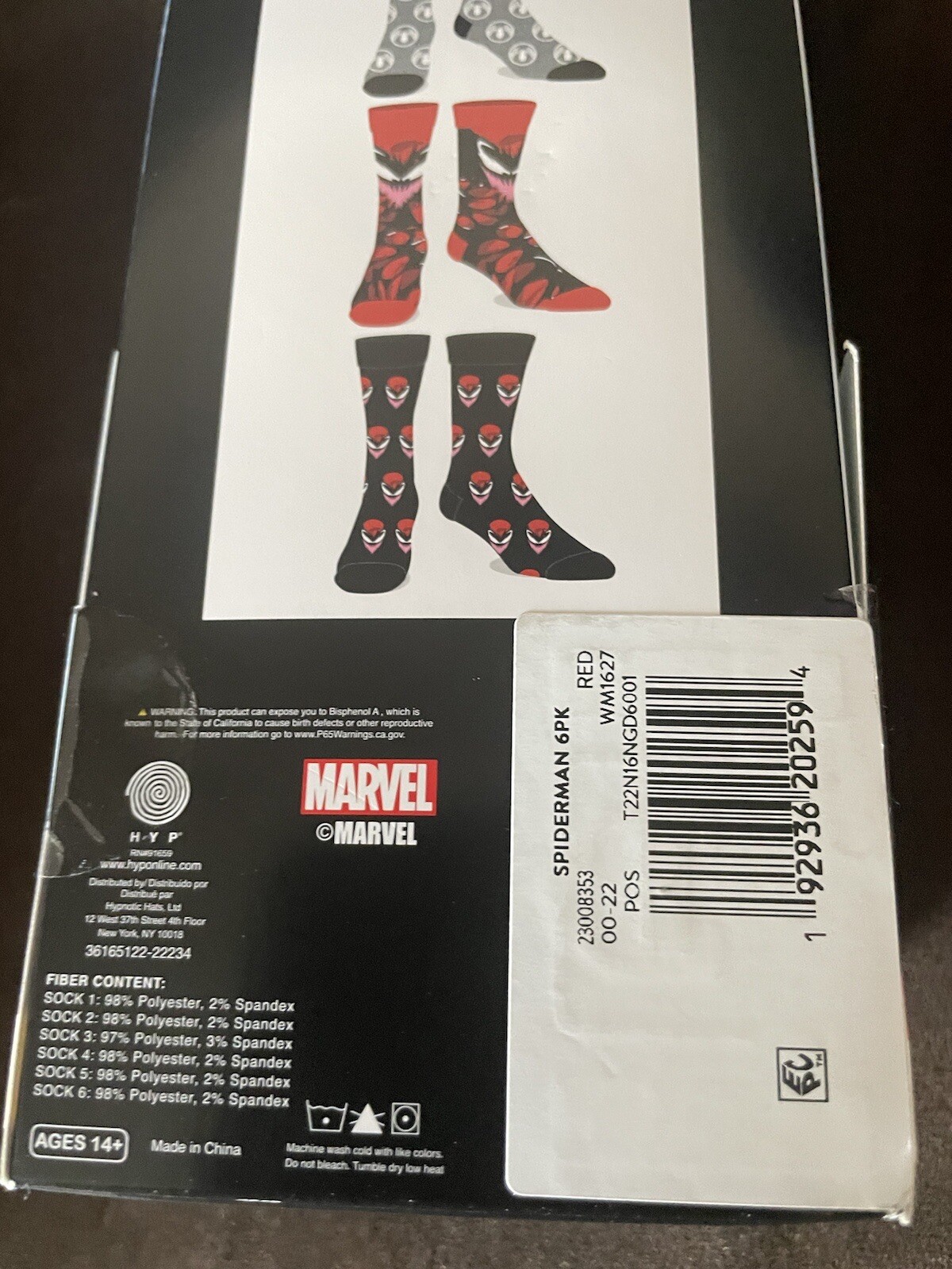 Marvel Spiderman Venom Men's Crew Socks 6-Pair Size 8-12 Casual Comic image 9