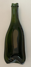 Melted Green Glass Bottle Spoon Rest,  Serve Cheese & Crackers,  12" L X 4.25" W
