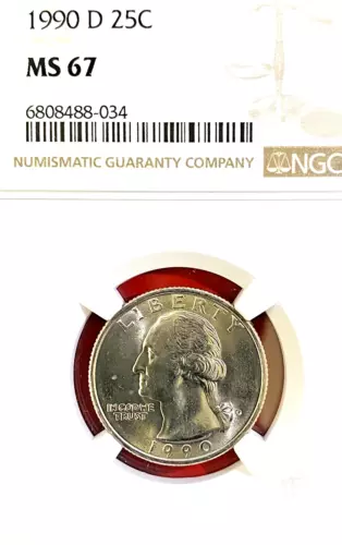 NGC MS-67!  1990-D WASHINGTON QUARTER