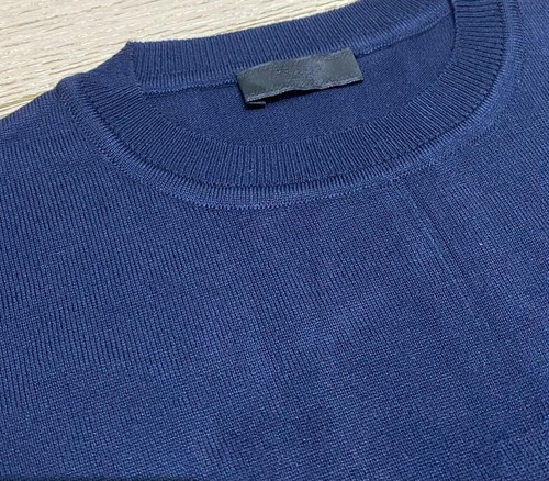 Prada Knitted T-shirt Dark Blue Logo Plaque Size S - Picture 3 of 10
