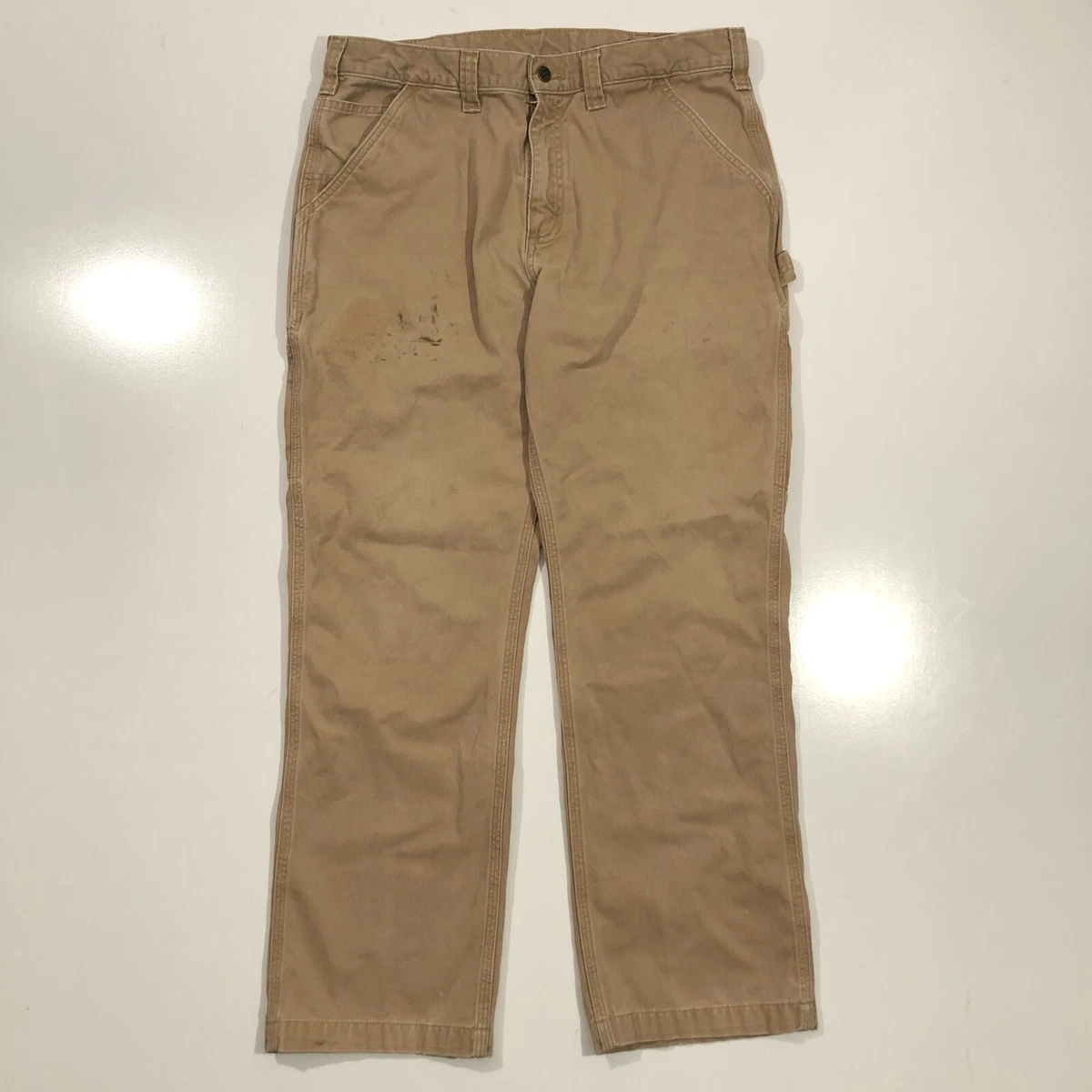 Carhartt Men s 36 x 30 Pants Khaki Tan Carpenter Jeans Relaxed Fit B324 DKH