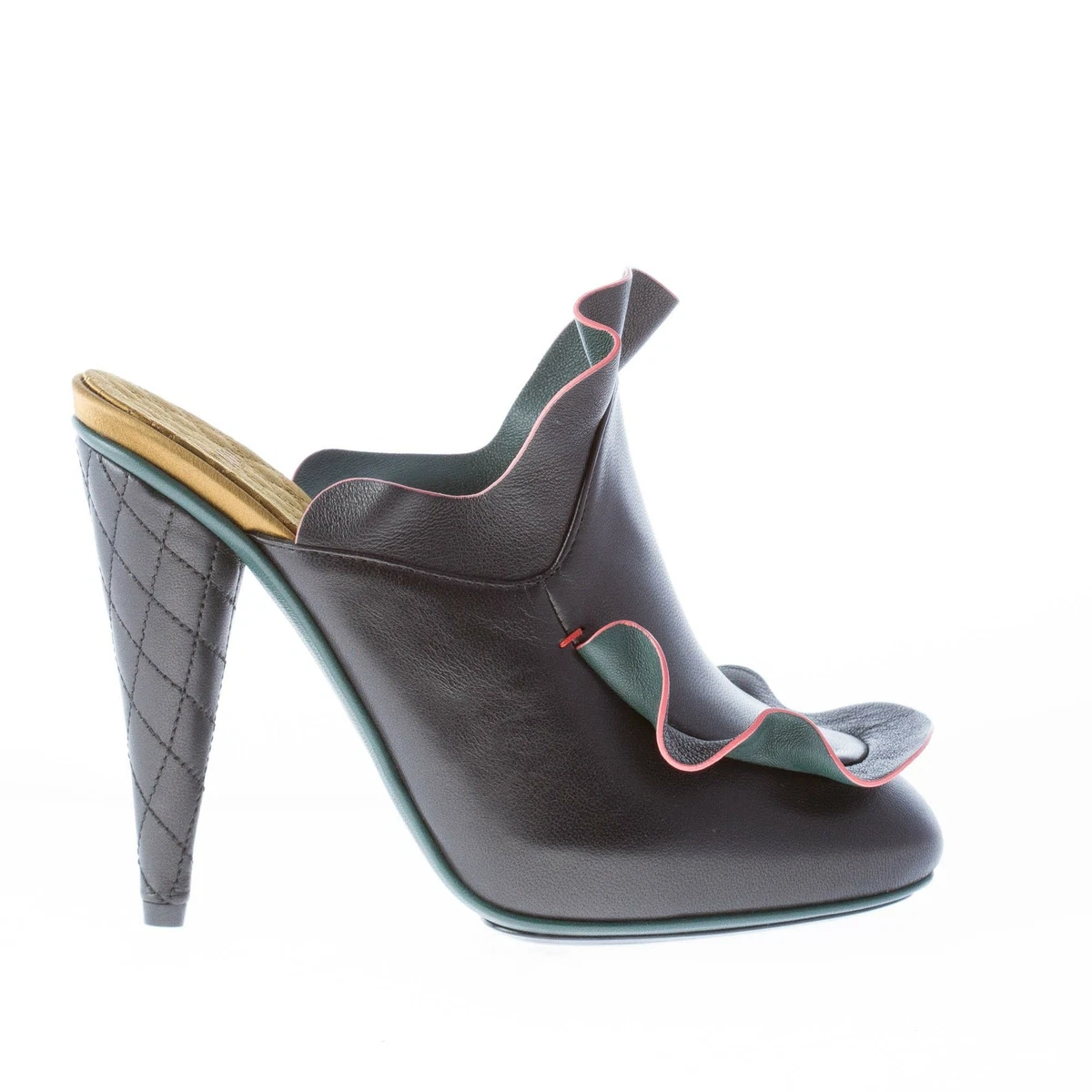 Fendi embroidered leather slide sandal 2025