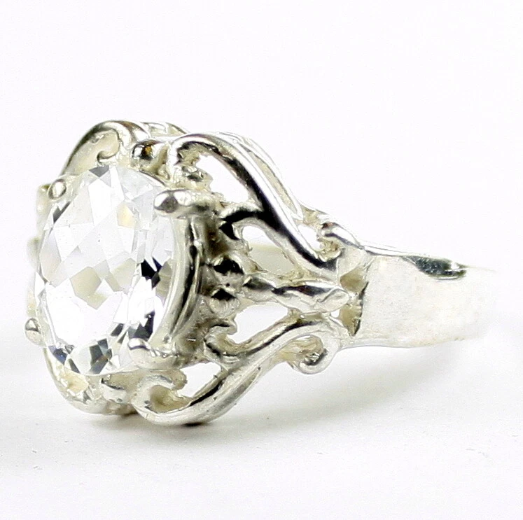 Anillo de plata esterlina con topacio de plata para damas - hecho a mano • SR169 Foto 2 de 4