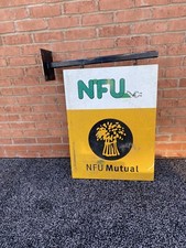 VINTAGE NFU GEGENSEITIGES SCHILD - NFU GEGENSEITIGES LADENSCHILD DOPPELSEITIG - MIT AUFHÄNGEBÜGEL