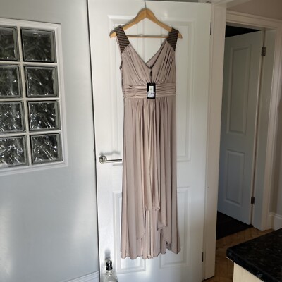 biba champagne dress NWT Angel Biba Take A Shine To Sequin Mini Dress Champagne Ruched Gold Size  XS