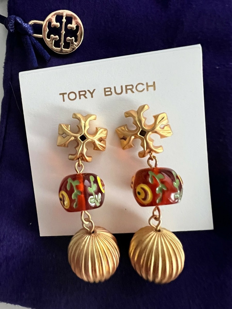 Tory Burch Roxanne Burnt Sienna Gold Double Drop Earrings  Tory Burch Roxanne Burnt Sienna Double Drop Earrings main image 1