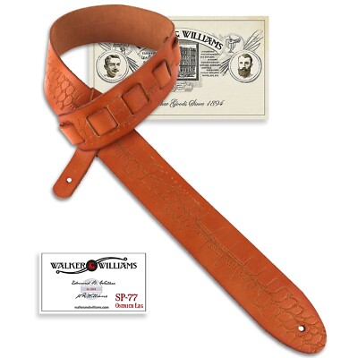 Walker & Williams SP-77 Tiger Tan Italian Leather Strap with Ostrich Leg Tooling