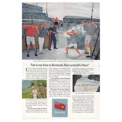 1966 Bermuda: Fort St Catherine, Fun Is Our Forte Vintage Print Ad