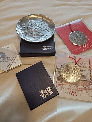 WENDALL August Pewter Ornaments 25 Ornaments,  1 Candy Dish, 1 Coaster,  Papers 