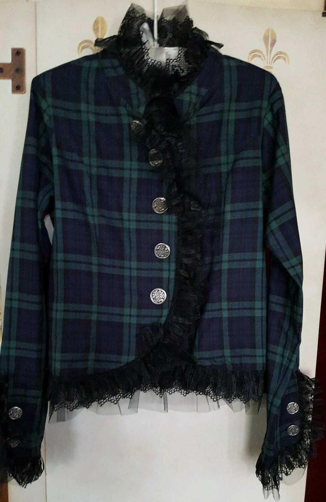 FILA Giacca Tartan Nero Cacciatore Tre File di Bordo in Pizzo TG SA