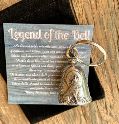 Howling Wolf GUARDIAN Bell of Good Luck fortune pet keychain gift moon nature 