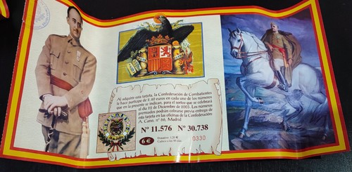 LOTERIA DE GRAN TAMAÑO, CONFEDERACION DE COMBATIENTES, LA LEGION FRANCO 18 J, 1 - Imagen 2 de 2