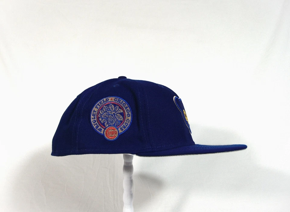 New Era MLB Chicago Cubs Wrigley Field "Gold Leaf Pins" 69 Bear 59FIFTY Hat Sz 8 - Image 2 of 4