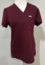 FIGS Catarina Scrub Top Women s Size XS Burgundy V-Neck Medical Uniform