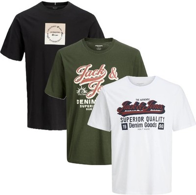 Jack Jones T-Shirt Herren ** 3er Pack ** Tee Marken Rundhals Männer Shirt Party