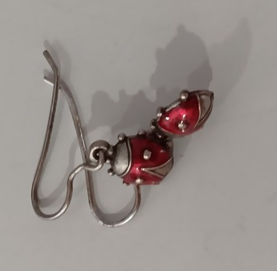 Vintage Marienkäfer Sterlingsilber Ohrhänger Haken Ohrringe rot Emaille signiert AVON 9H