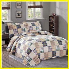 Plaid Collection King Size Quilt Set - Lightweight Reversible Bedspread with ...