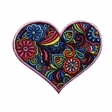 Paisley Heart Love Embroidered Iron On Patch - Hippie OFFICIAL 140-I