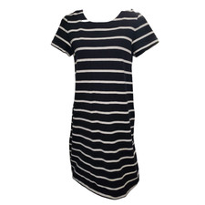 GAP Women's Black & White Striped Midi Length Cotton Dress Large