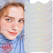 10Pcs Glitter Freckles Face Tattoo Holographic Multicolor Patches