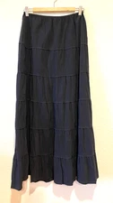 Minx System Black Tiered Maxi Skirt Stretch Waist Pull On Sz 12 Goth Whimsigoth