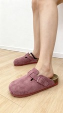 Women s Comfortable Clog Sandals with Cork Footbed, Suede Look Upper, Easy Slip