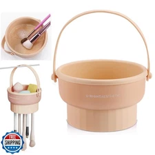 UPTOZOBLY 3 in 1 Brush Cleaning Mat with Brush Drying Holder, Sil