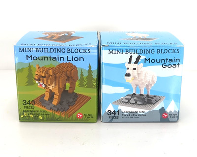 Pair Of 2 Impact Photo Graphics Mini Building Blocks Mountain Lion & Goat New