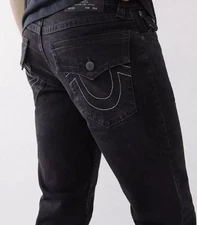 NWT True Religion Men’s 32 Flap SN Relaxed Straight Leg  Black Rinse Jeans $149